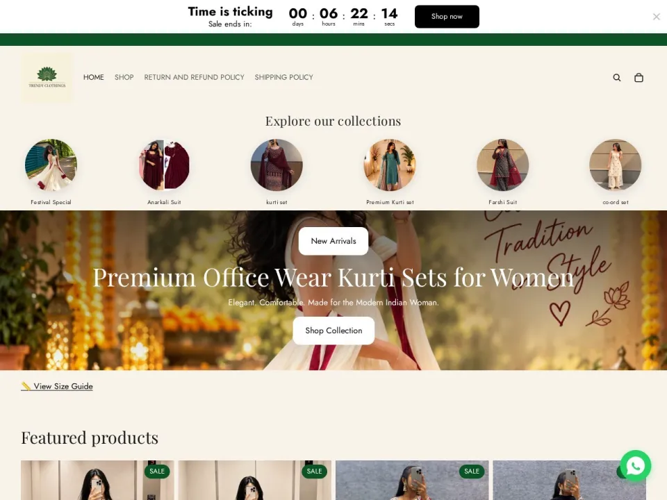 Trendy Clothings homepage